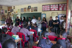 SAIEVAC Child Board Members and delegation on a school visit